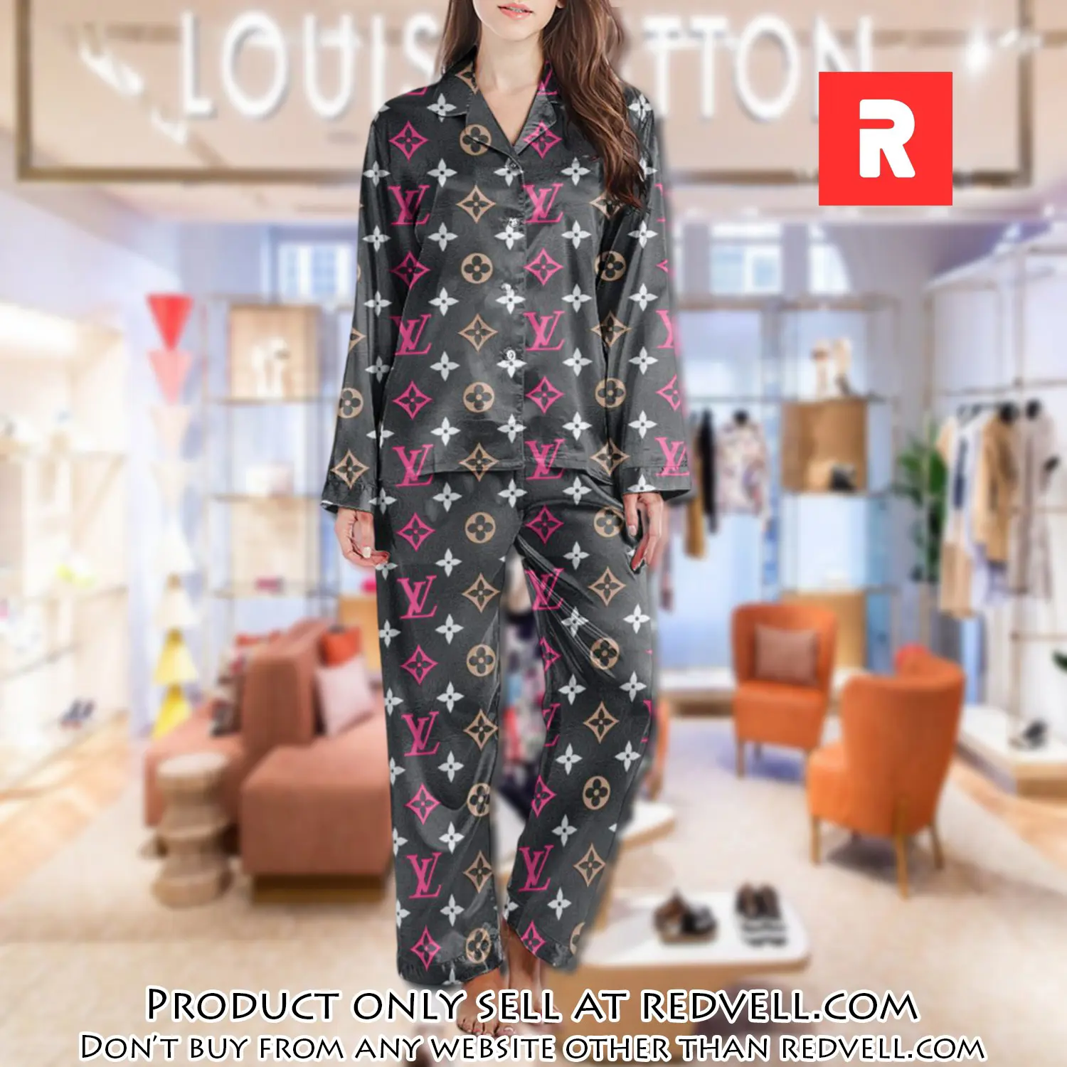 Lv monogram long satin pajama set pjs1006 rv5539760